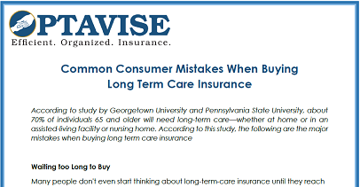Consumer Mistakes When Buying Long Term Care Insurance