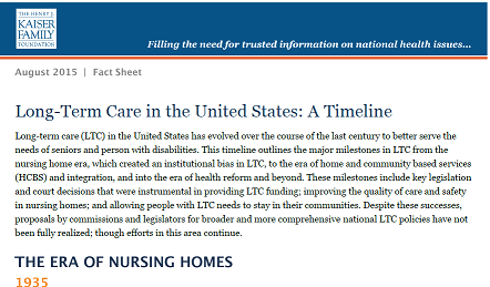 KFF long term care in the united states a timeline