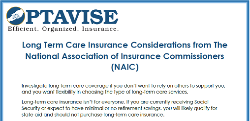 NAIC Considerations for Long Term Care Insurance