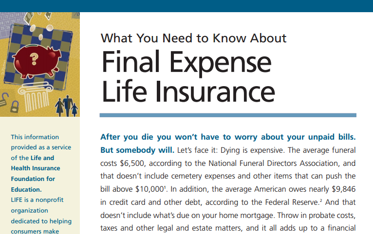 Final Expense Insurance Guide from The LIFE Foundation